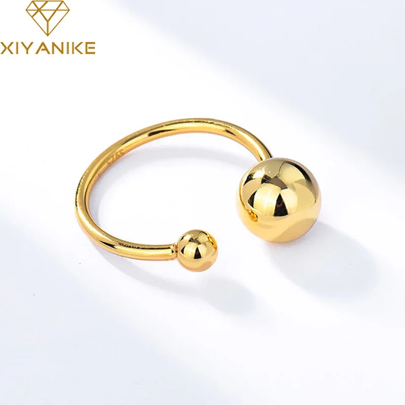 Top Trends: XIYANIKE 2022 Glossy Big Small Ball Open Cuff Rings For Women Girl New Fashion Trendy Jewelry Gift Party Wedding кольцо женское Shoppable Styles