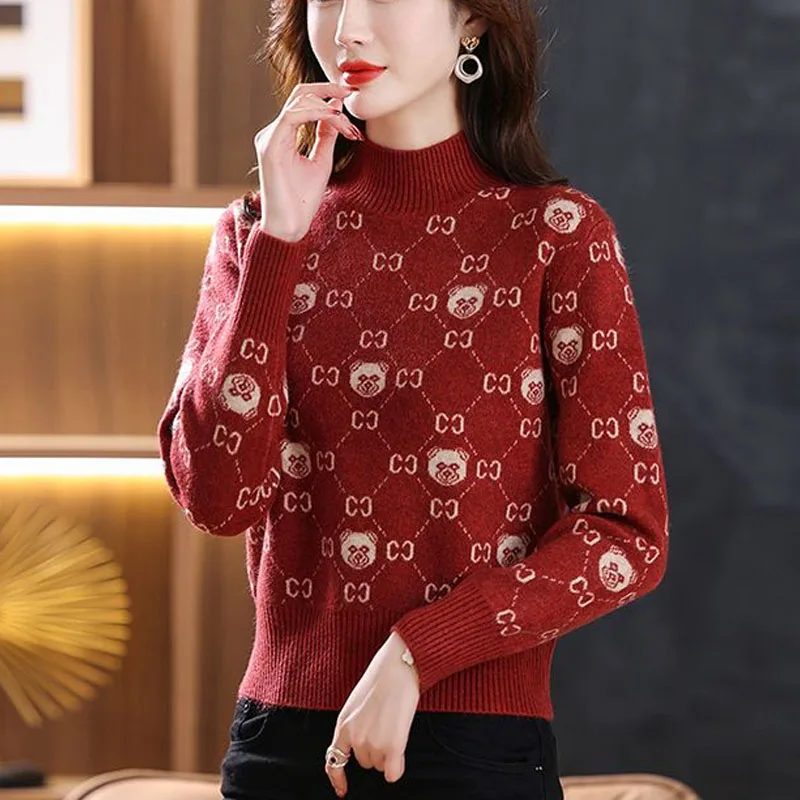 Top Trends: New Autumn And Winter Fashion Wool Jacquard Small, Thickened, Short, High Neck, Loose And Fashionable Women's Knitted Sweater Shoppable Styles - Image 2