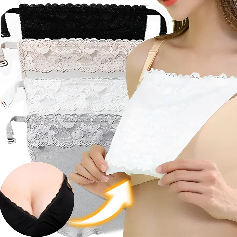 Top Trends: 2PCS Lace Invisible Mock Camisole Wrapped Chest Overlay Bra Insert Easy Clip-on Women Cleavage Cover Underwear Shoppable Styles