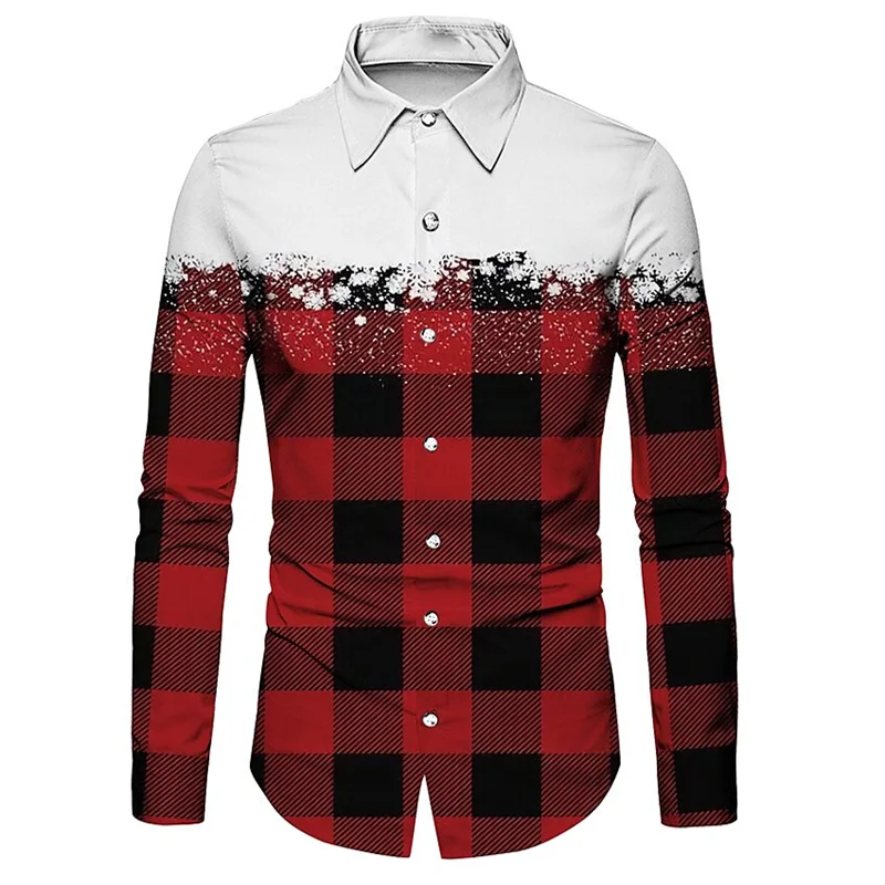 Top Trends: Men&#039;s Shirt Plaid Christmas Snowflake 3D Printing Street Casual Long Sleeve Button Lapel Clothing Fashion Design Casual Soft 6XL Shoppable Styles