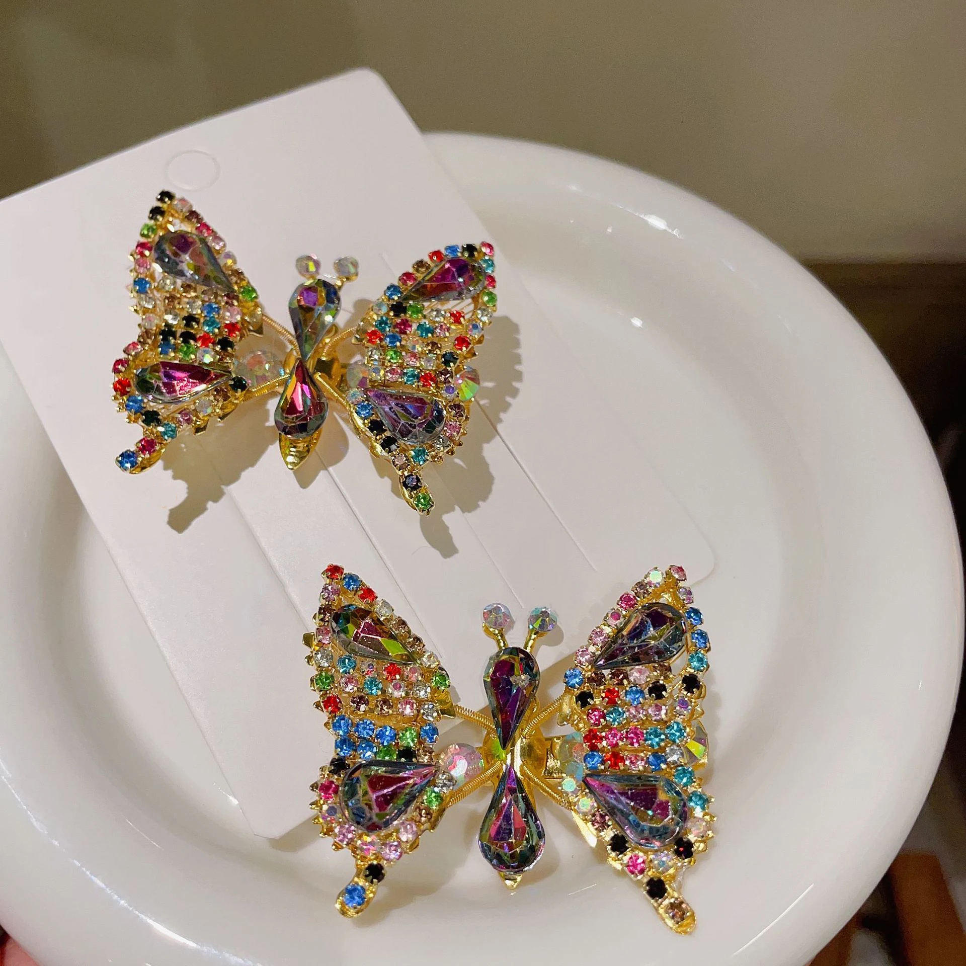 Top Trends: Shiny Multicolor Rhinestone Movable Butterfly Hairpin Wholesale Cute Duck Clip Girls Headwear Nice Birthday Gift For Daughter Shoppable Styles - Image 4