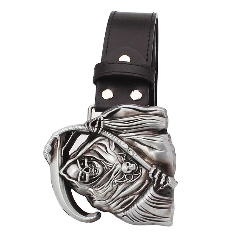 Top Trends: Death Statue Skeleton Scythe Fashion Leather Belt Death-defying Dark Style Skull Devil Shoppable Styles - Image 3