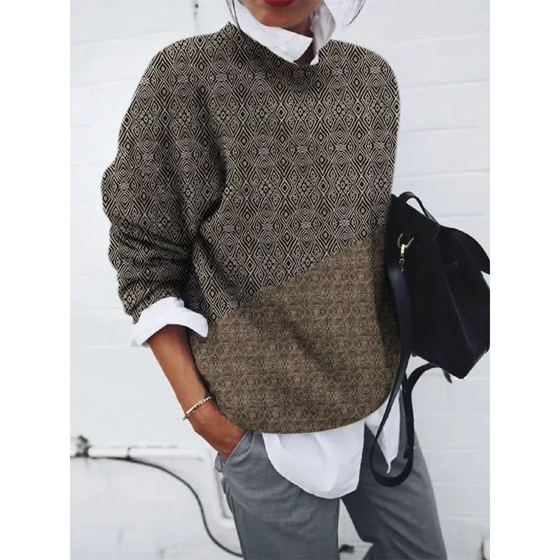 Top Trends: 2023 Autumn And Winter New Fashion Versatile Temperament Women&#039;s Clothing Trend Print Round Neck Long Sleeve Commuter Pullover Shoppable Styles