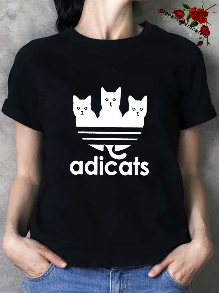 Top Trends: Funny Cat Printed Tshirt Woman 2022 Summer Short Sleeved T-shirt Hip Hop Casual T Shirt Female Clothes Cartoon Harajuku Tops Tee Shoppable Styles