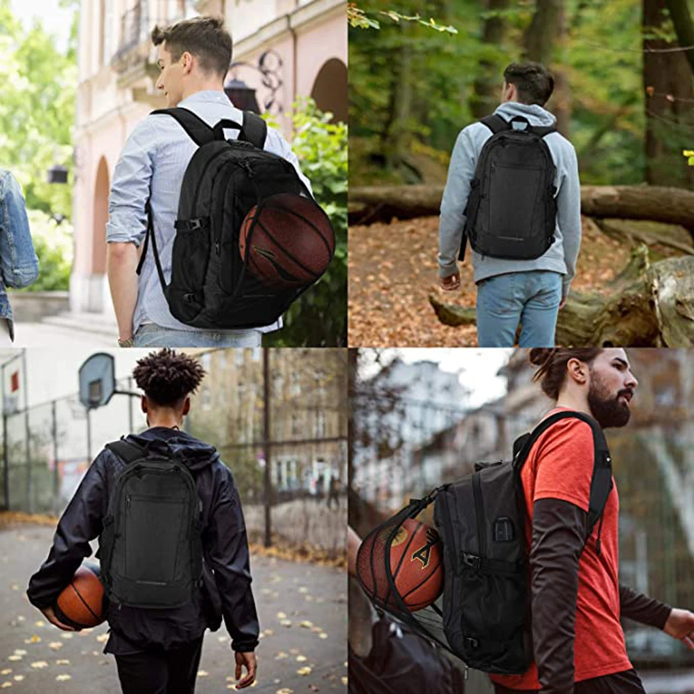 Top Trends: Neutral Waterproof Backpack With Anti-theft Password Lock, Reflective Strip, Basketball Net Pocket, USB And Headphone Interface Shoppable Styles - Image 6