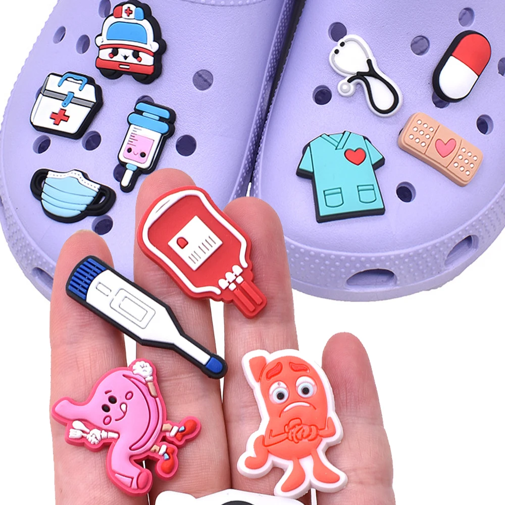 Top Trends: Wholesale 1pcs PVC Shoe Charms For Crocs Nurse Hospital Badge Women Sandals Buckle Kids Pins Decoration Jeans Men Accessories Shoppable Styles