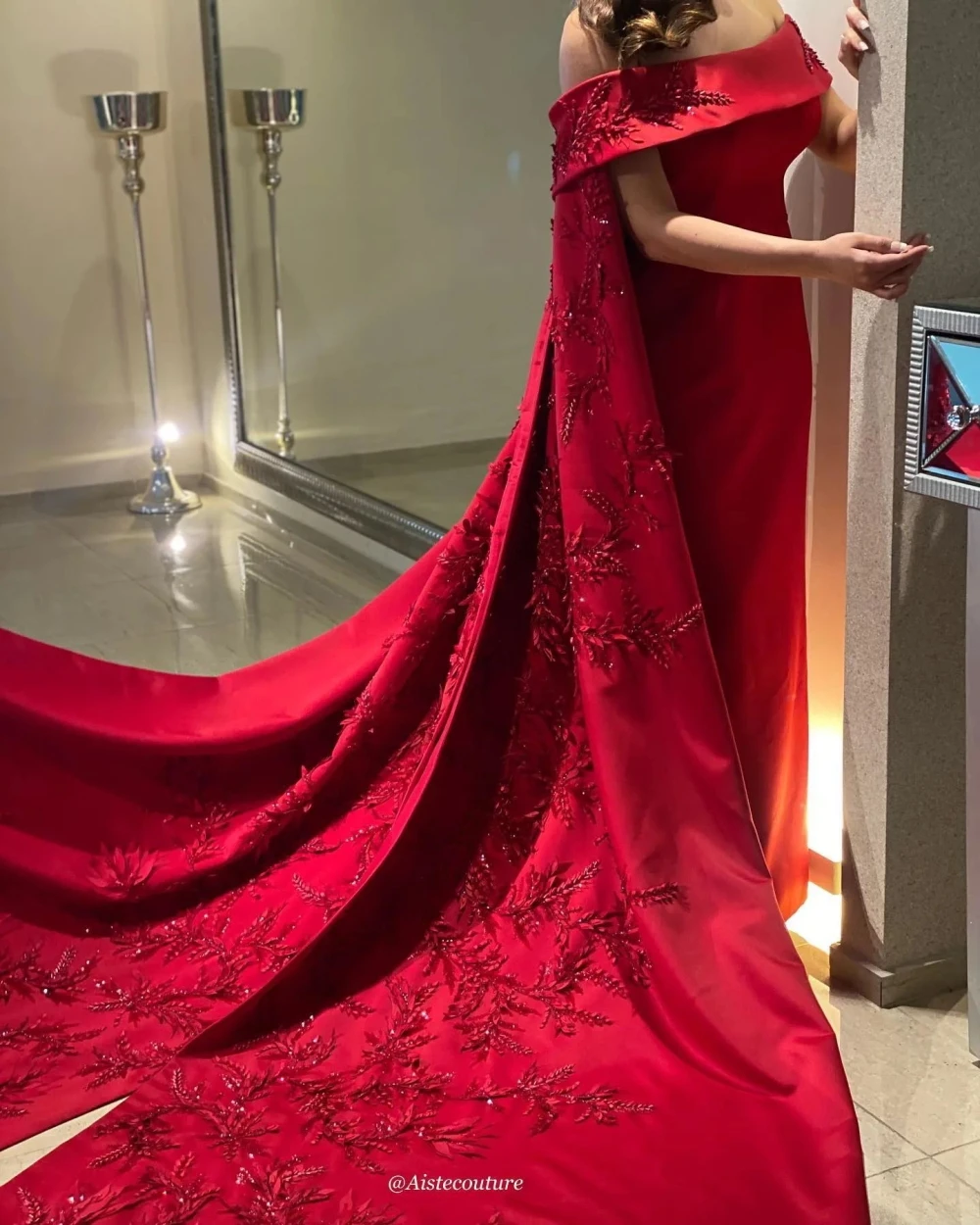 Top Trends: Carolina Off The Shoulder Red Evening Dresses Elegant Floor Length Satin Beading Open Back Robe De Mariée Party Gown Women Shoppable Styles