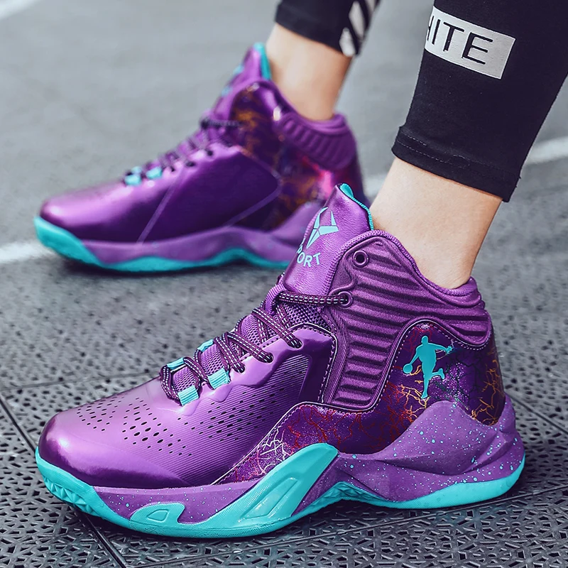 Top Trends: Fashion Purple Men Basketball Shoes Breathable Basketball Sneakers Women Sport Shoes Training High Sneakers Kids Athletic Boots Shoppable Styles