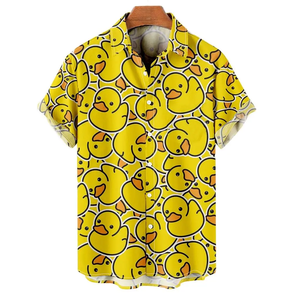 Top Trends: Duck 3d Print Shirts Men Fashion Hawaiian Shirt Short Sleeve Casual Beach Shirts Boys Single-Breasted Blouse Men&#039;s Clothing Shoppable Styles