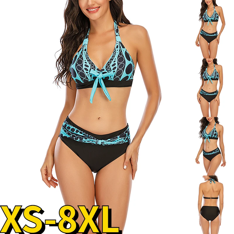 Top Trends: 2022 New Women Sexy Print Two-piece Set Bikini Set New Female Oversize Swimsuit Summer Beach Wear Holiday Bath Suit XS-8XL Shoppable Styles