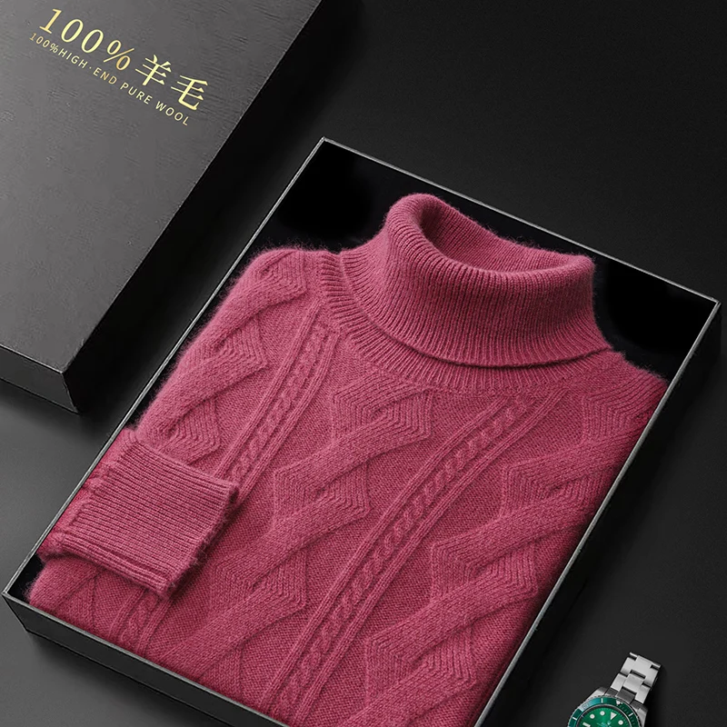 Top Trends: Retro Twisted Wool Knitted Bottoming Shirt Men&#039;s High Lapel 100 Pure Cashmere Sweater Autumn And Winter New Thickened Slim Shoppable Styles