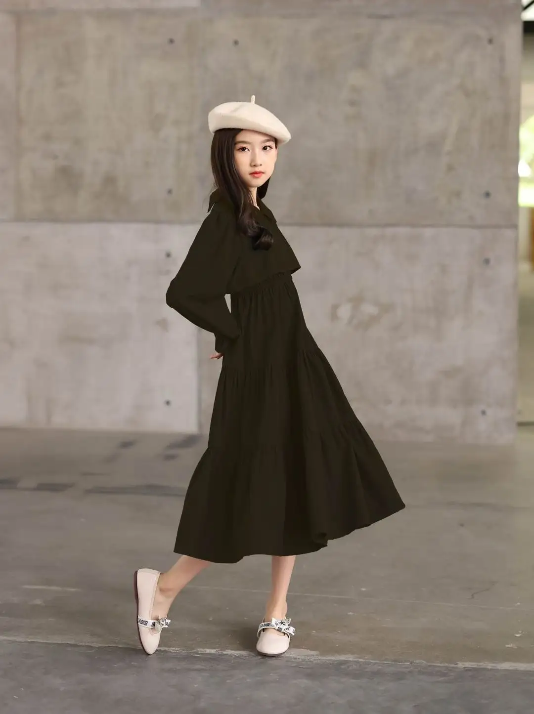 Top Trends: Teen Girls Elegant Long Shirt Dress 2023 Spring Sleeve Black Cotton Party Muslim Clothes 8 10 12 13 14 Years Shoppable Styles - Image 5