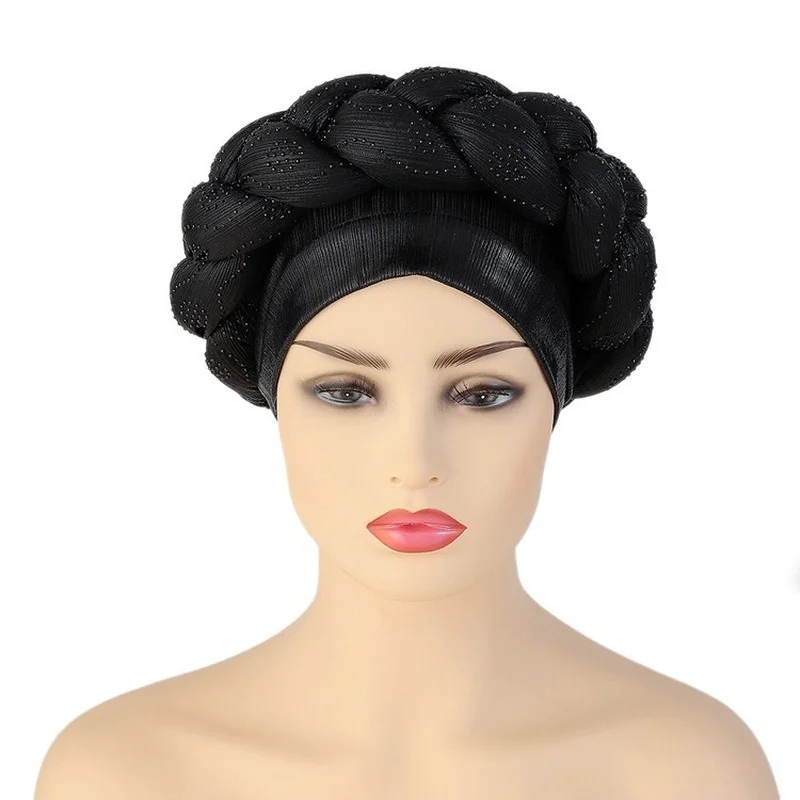 Top Trends: Already Made Auto Gele Turban For Women Aso Oke African Cap Black Fashion Headwarp Muslim Hat Shoppable Styles