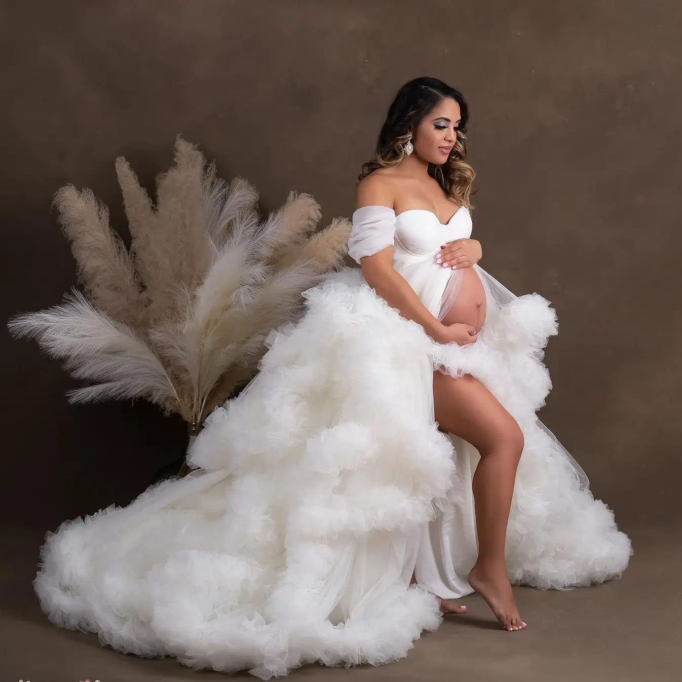 Top Trends: Elegant White Maternity Dress For Photoshoot Pregnancy Photography Gowns Babyshower Dresses Bathrobe Wear Custom Made Shoppable Styles