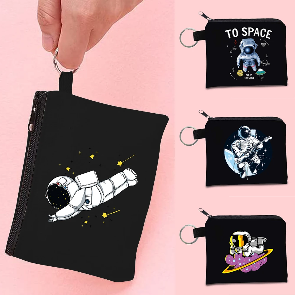 Top Trends: 2022 Mini Coin Purses Korean Youth Astronaut Printing Pattern Unisex Pack Horizontal Trend Wallet Card Package Women Makeup Bag Shoppable Styles