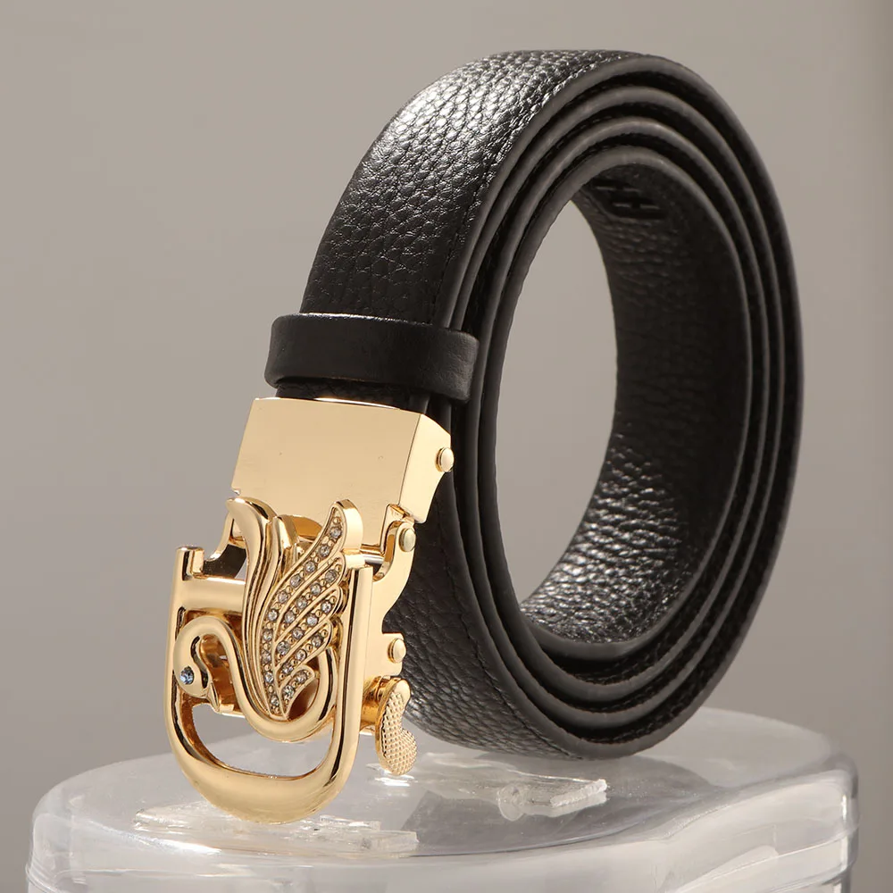 Top Trends: 2024 Fashion Swan Buckle Luxury Designer Brand Belt For Women Leather Strap Dress Jeans Decoration Accessories Christmas Gift Shoppable Styles