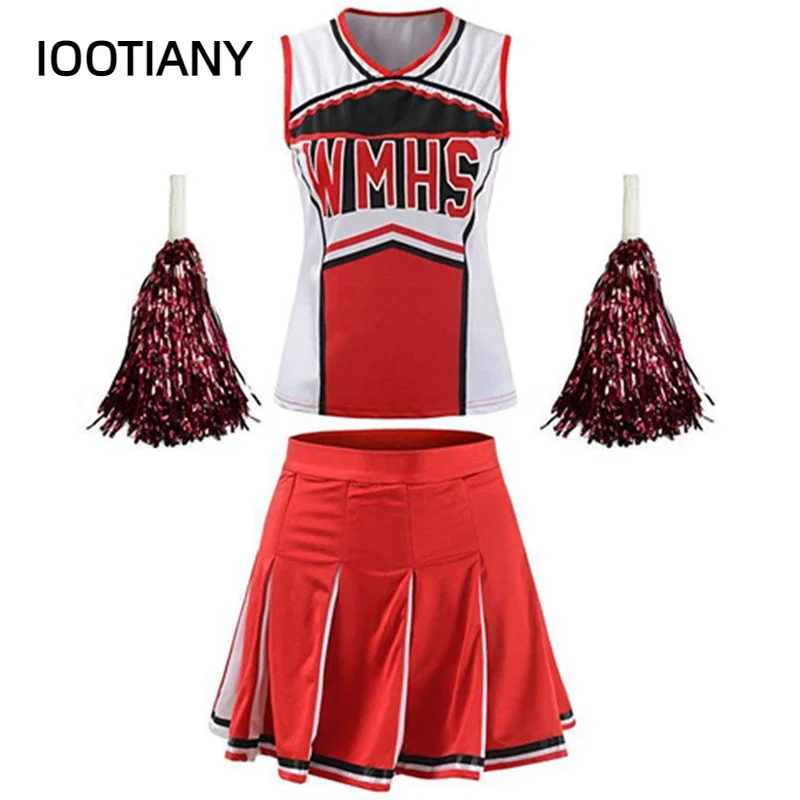 Top Trends: IOOTIANY XS-XXL Blue Red Sexy Cheerleader Costume High School Girl Musical Cheerleading Uniform Sport Cheer Fancy Dress 2023 Shoppable Styles