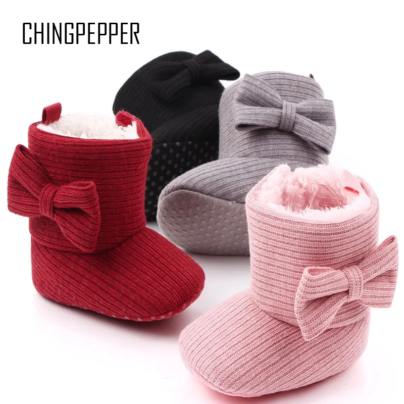 Top Trends: Brand Infant Girls Booties Toddler Winter Warm Shoes Toddler Soft Sole Snow Boots Newborn Princess Bow Footwear 1 Year Baby Item Shoppable Styles