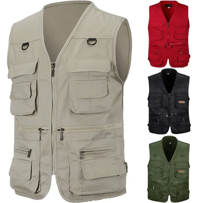 Top Trends: Spring Autumn Men&#039;s Fishing Vest Outdoor Multi-pocket Sleeveless Tactical Vest Hunting Hiking Travel Casual Waistcoat Jacket Shoppable Styles