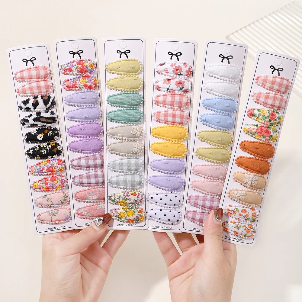 Top Trends: 10 / 20Pcs Mini Print Cotton Alloy Hair Clips Hairpin For Kids Fabric Plaid BB Hairgripes Sweet Headwear Girls Hair Accessories Shoppable Styles