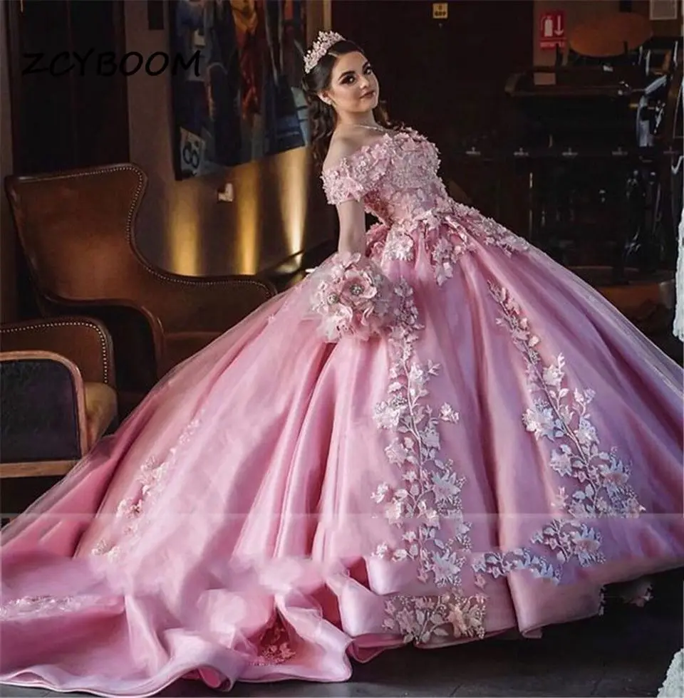 Top Trends: 2023 Pink Quinceanera Dresses Off The Shoulder Appliques Vestidos De 15 Formal Elegent Princess Party Dress Sweet Ball Gown Shoppable Styles