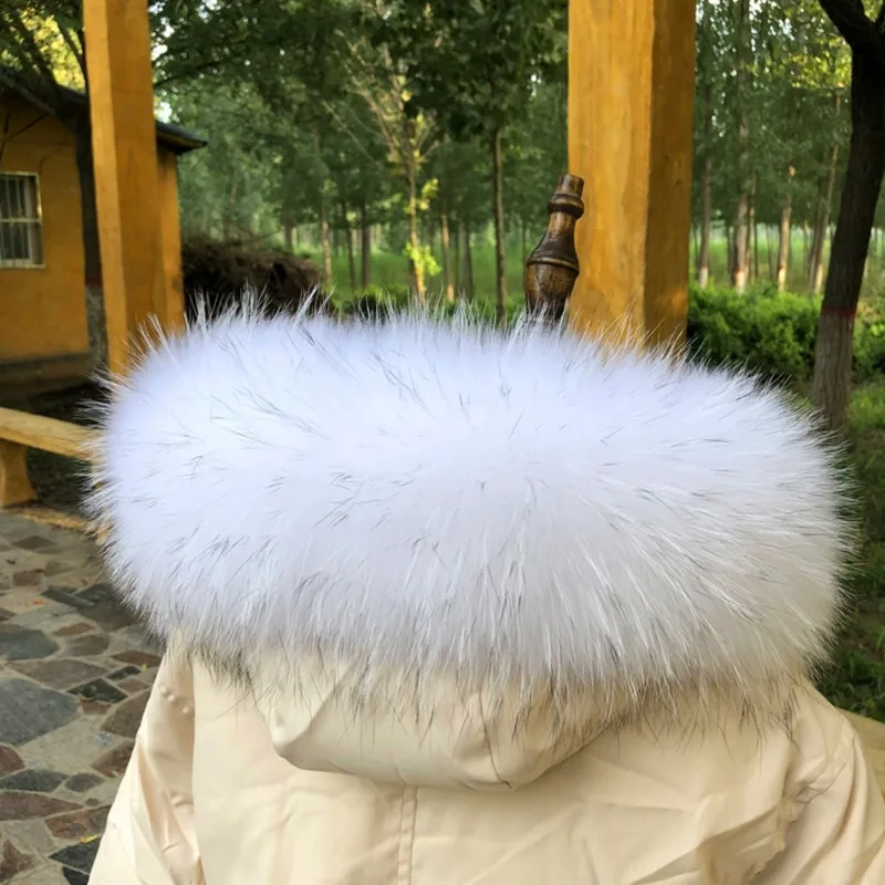 Top Trends: 100% Real Raccoon Fur Scarf Natural Fur Black Collar Luxury Warm Large Size Fur Scarf Raccoon Collar Fur Scraves Detachable Shoppable Styles - Image 3