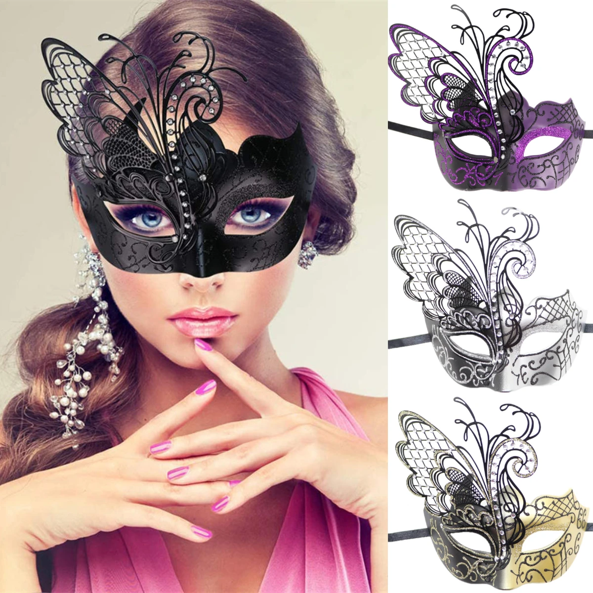 Top Trends: Butterfly Half Face Mask Plastic Metal Woman Party Props Halloween Cosplay Mask Shoppable Styles