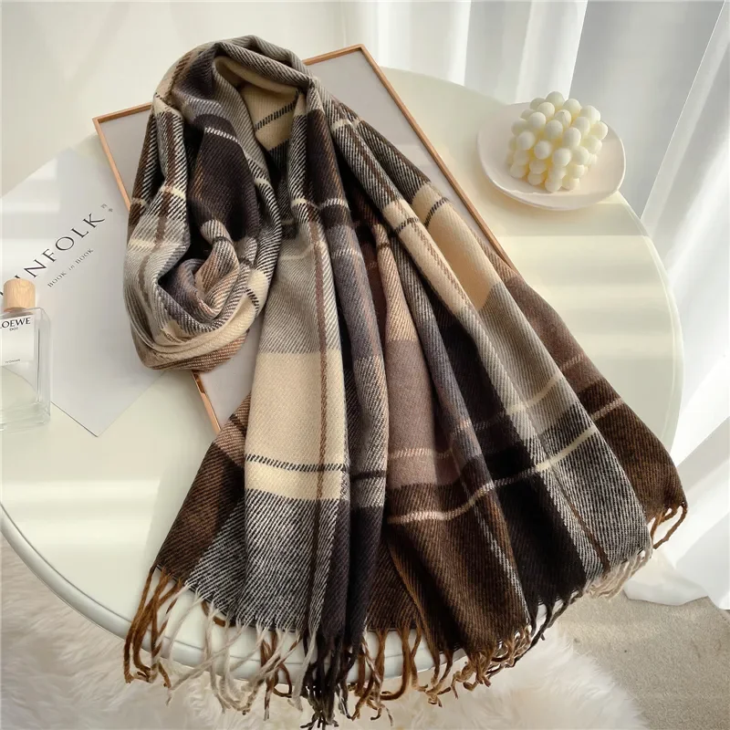 Top Trends: Thick Warm Winter Scarf Design Print Women Cashmere Pashmina Shawl Lady Wrap Tassel Scarves Knitted Men Foulard Blanket Shoppable Styles