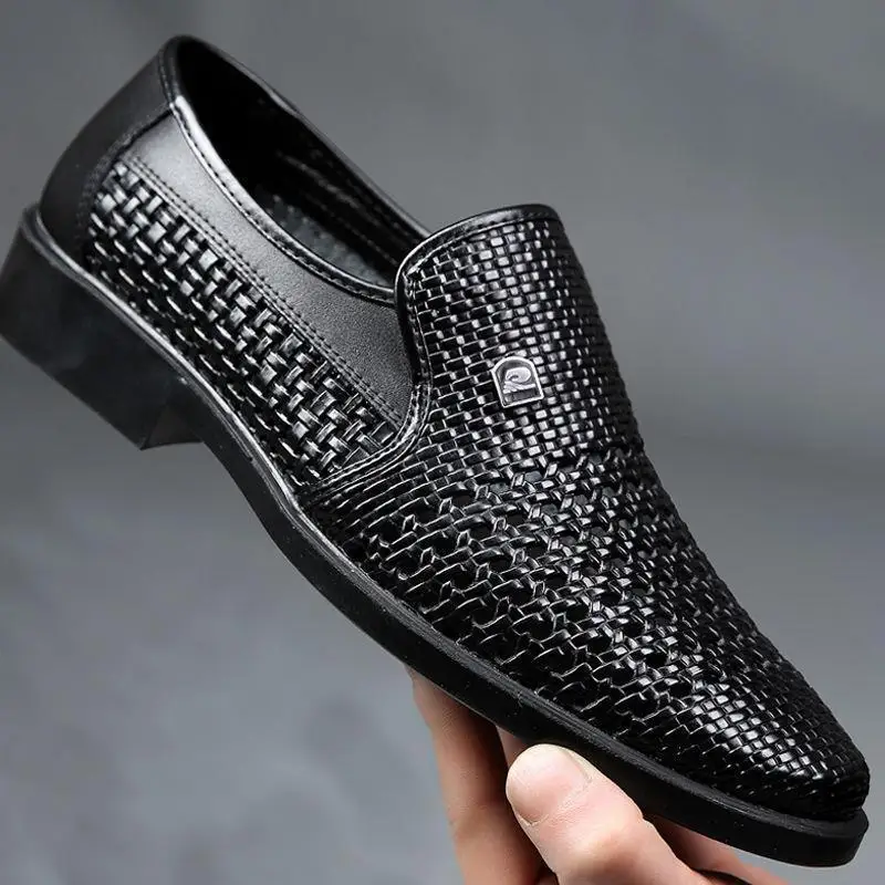 Top Trends: 2024 Spring New Soft-Soled Men's Sandals Leather Shoes Men's Business Hollowed-Out Dress Middle-Aged And Elderly Dad Shoes Men Shoppable Styles - Image 5