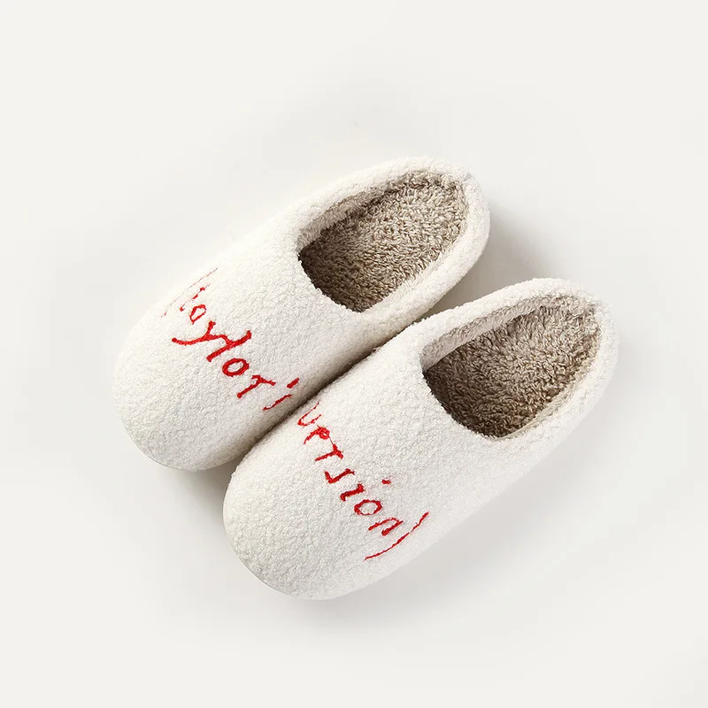 Top Trends: Winter Couple Warm Cotton Slippers Fashion Cartoon Letter Cotton Slippers Fluffy Artificial Fur Home Shoes Warm Plush Slippers Shoppable Styles