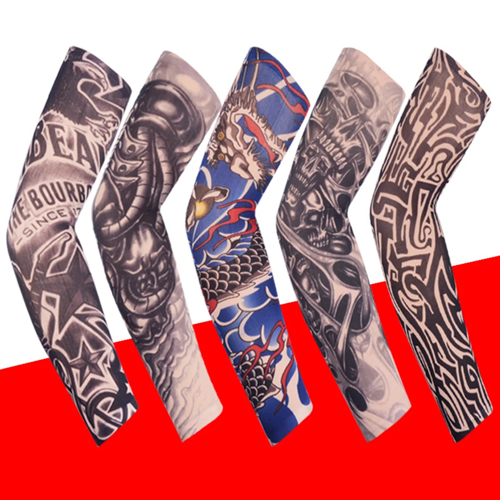 Top Trends: 1PC Tattoo Arm Sleeves Outdoor Sun UV Protection Arm Cover Elastic Seamless Arm Sleeves Cycling Sports Sunscreen Arm Sleeves Shoppable Styles