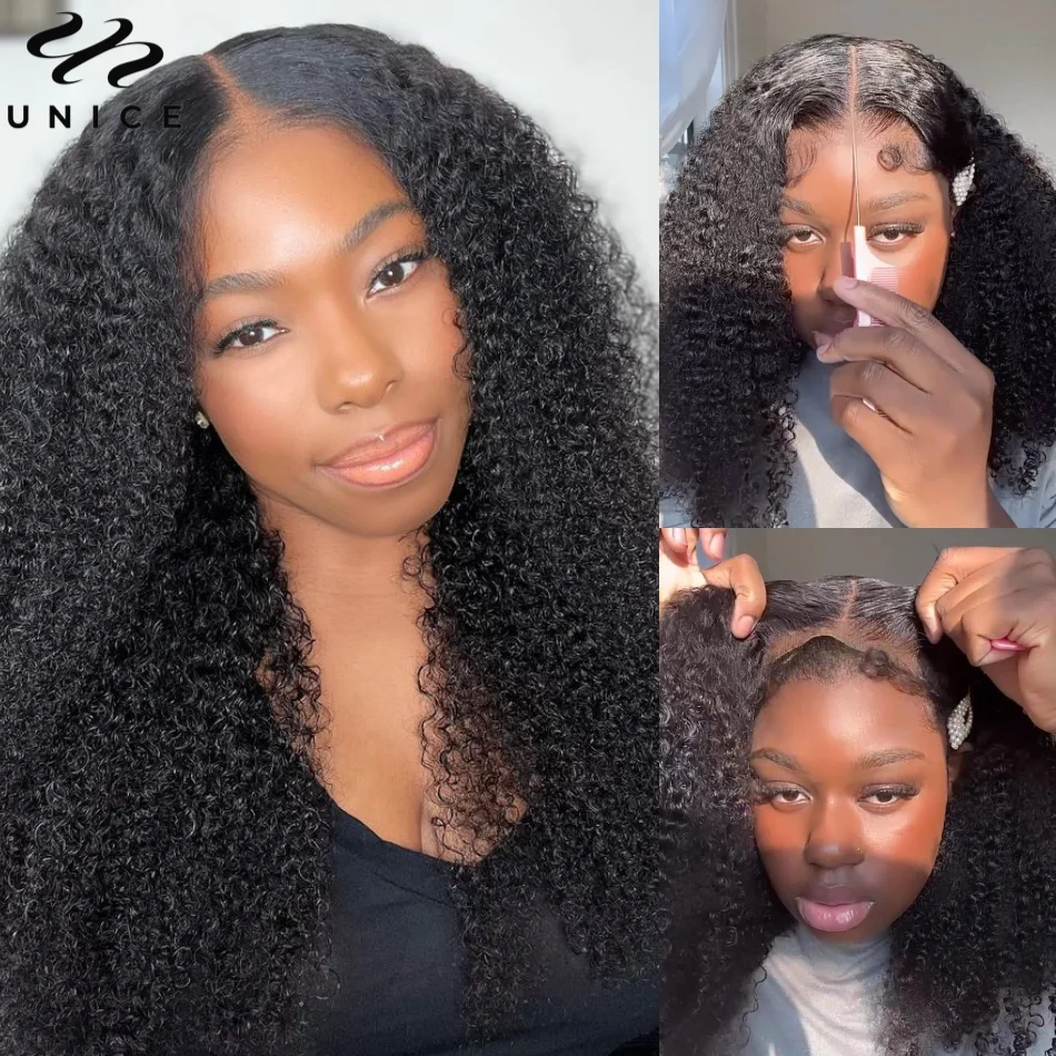 Top Trends: Unice Wear Go Lace Wigs Kinky Curly 6x4.75 Pre Cut Lace Wig 7X5 Pre Bleached Lace Front Wig Pre Plucked Human Hair Glueless Wigs Shoppable Styles