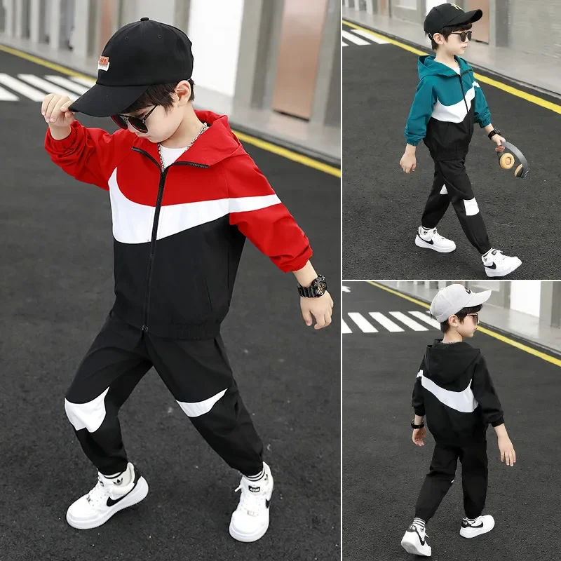 Top Trends: Youth And Boys' Sportswear, Spring And Autumn Casual Wear Set, Children's Clothing Set, Children's Patch Hoodie Set Shoppable Styles