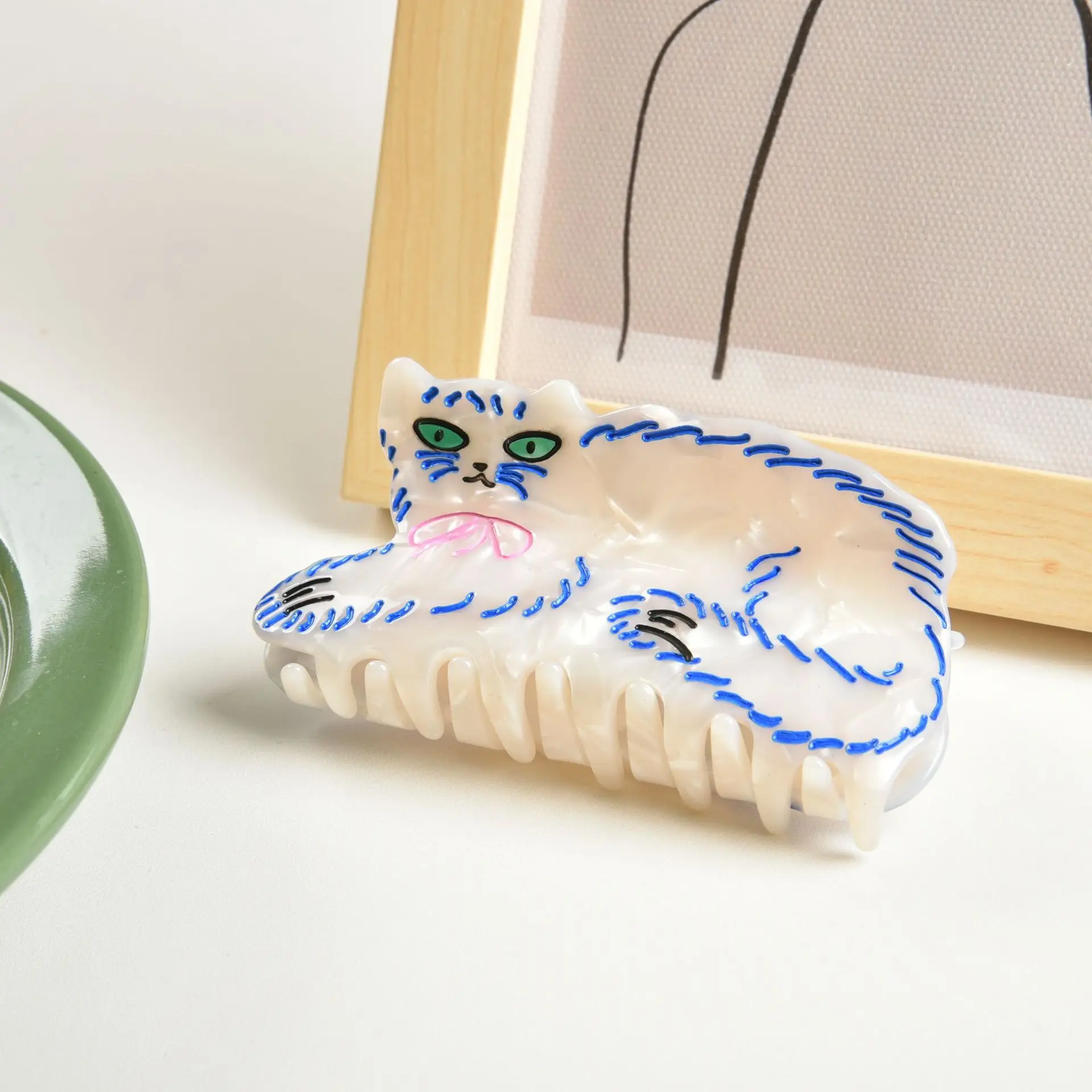 Top Trends: Muweordy White Persian Cat Hair Clip Cute Blue Curly Cat Crab Hair Clip Shark Clip For Girl Creative Hair Accessories For Women Shoppable Styles