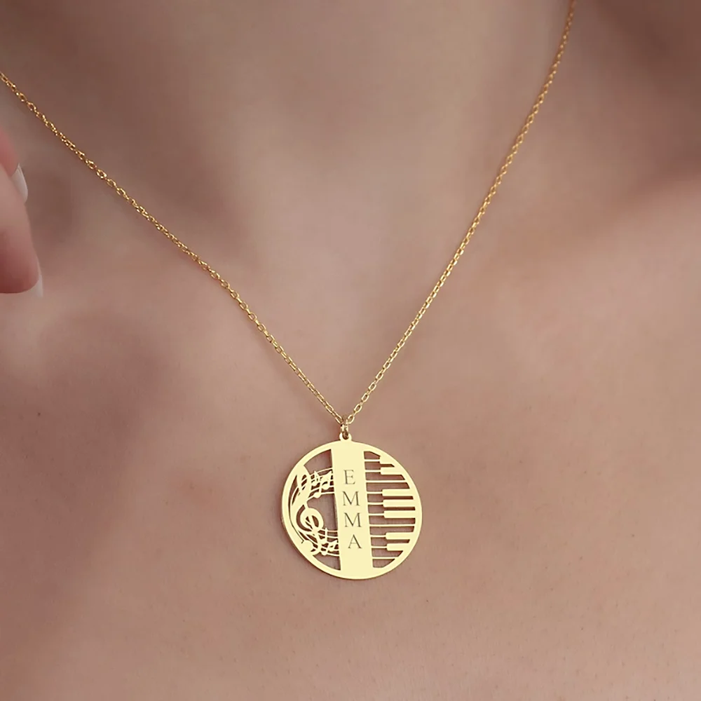 Top Trends: Customized Necklace For Women Hollow Out Piano Note Round Pendant Choker Necklaces Custom Jewelry Personalized Bridesmaid Gifts Shoppable Styles