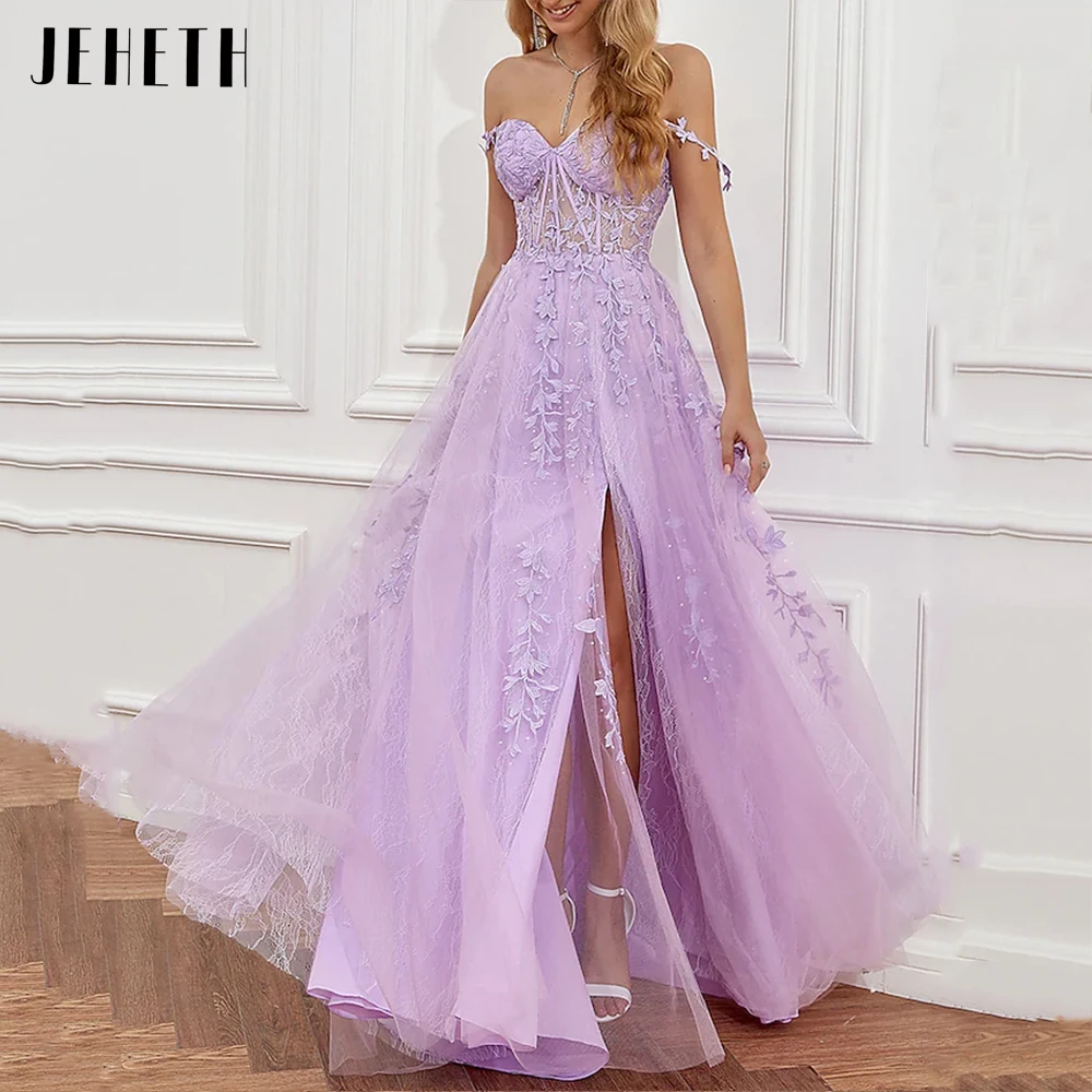 Top Trends: JEHETH Lilac Exquisite Sweetheart A-Line Formal Evening Dresses Prom Gowns Sleeveless Tulle Appliques Vestidos De Noche 2023 Shoppable Styles