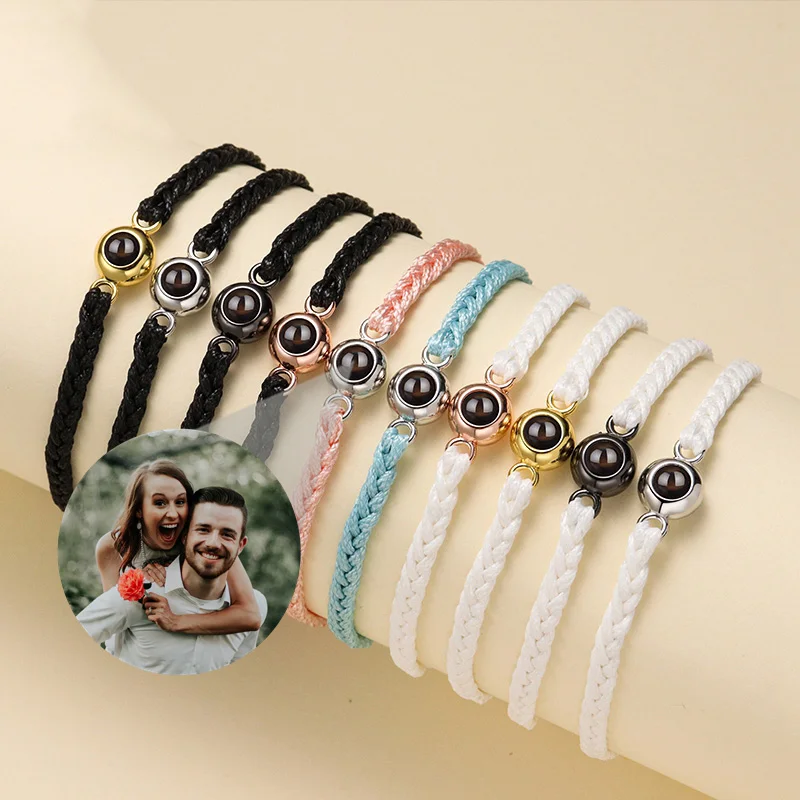 Top Trends: Christmas Gift Custom Picture Projection Bracelet Braided Woven Rope Adjustable Chain DIY Photo Bracelet For Family Couple Women Shoppable Styles