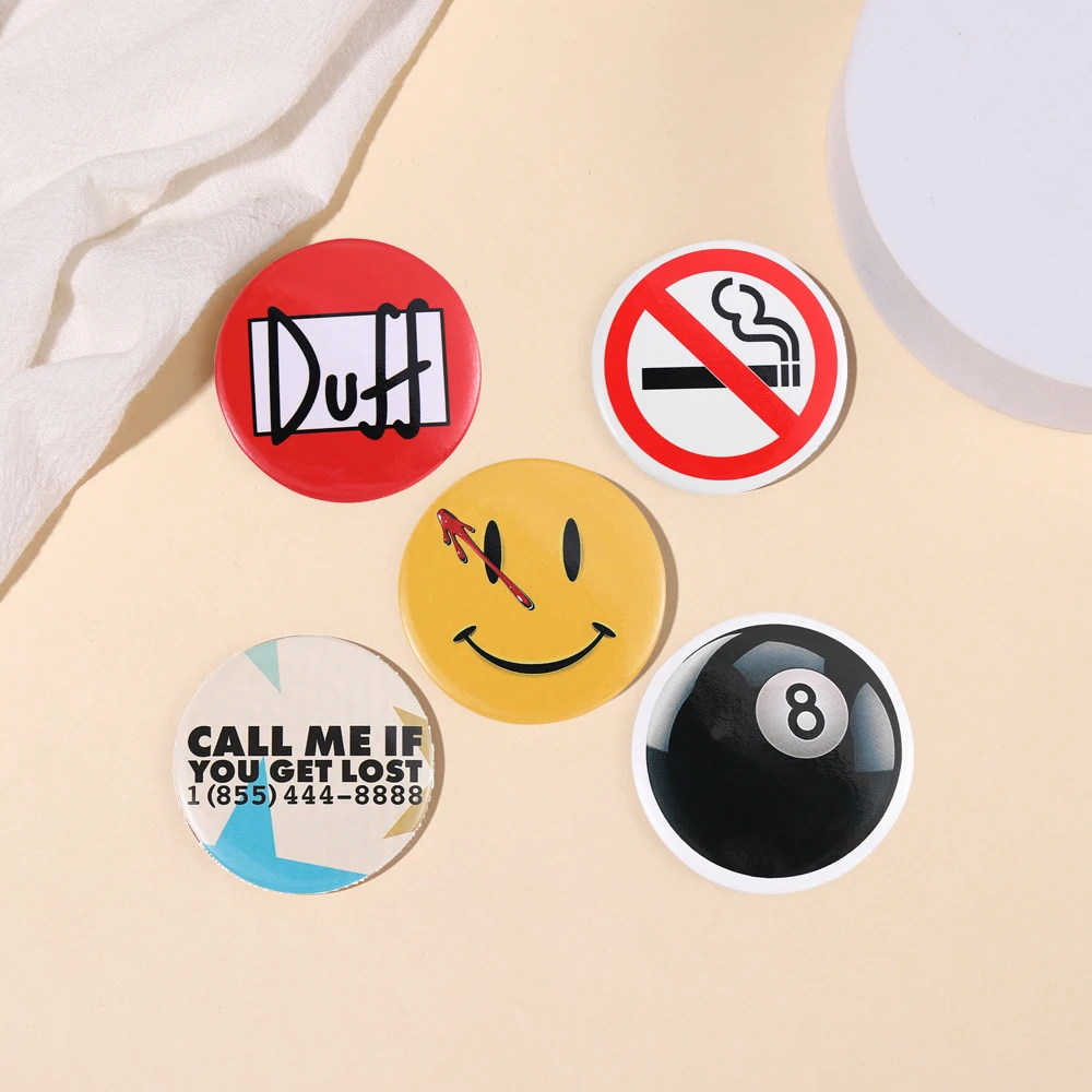 Top Trends: No Smoking Soft Button Pin Snooker Number 8 Yellow Smiley Icon Round Badge Collar Brooch Lapel Pin Metal Gift For Friends Shoppable Styles