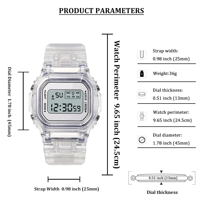 Top Trends: Transparent Digital Watch Square Women Watches Sports Electronic Wrist Clock Watch Reloj Mujer Clocks Dropshipping Shoppable Styles - Image 5