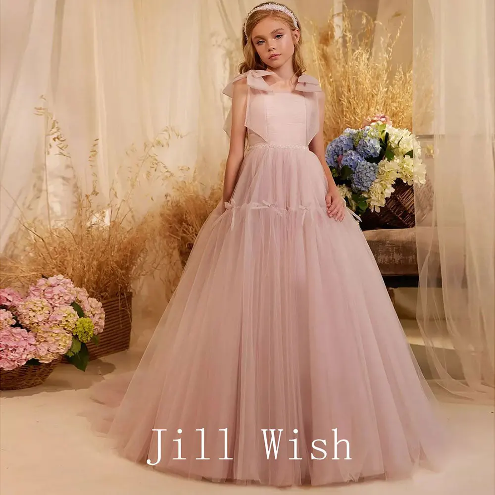 Top Trends: Jill Wish Luxury Dusty Pink Flower Girl Dress Quinceanera Bow Princess Ball Gown For Kids Wedding Birthday Party Pageant J110 Shoppable Styles