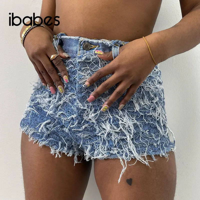 Top Trends: Fringe Distressed Denim Shorts 2023 Summer Y2K Streetwear Clothing Women High Street Tassel Shorts Jean Sexy Club Pants Outfits Shoppable Styles