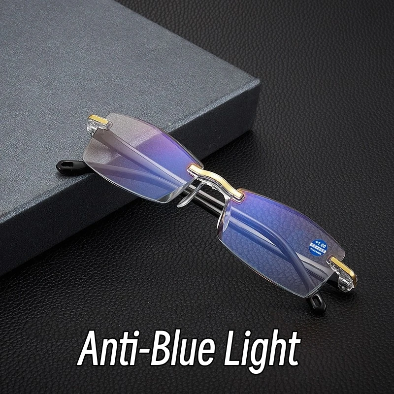 Top Trends: Women Men Square Frameless Presbyopic Glasses Trendy Anti Blue Light Prescription Eyeglasses Resting Lenses Computer Eyewear Shoppable Styles