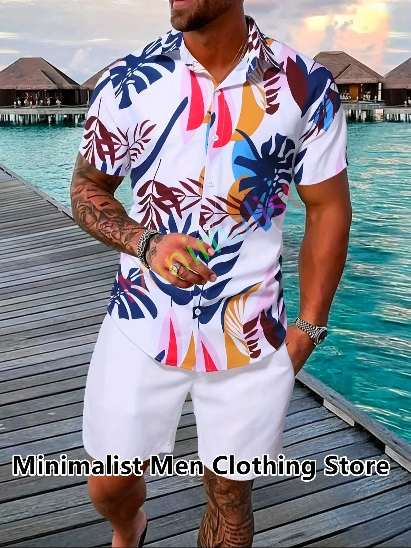 Top Trends: 2024 Men's Sportswear 2 Piece Casual Beach Style Polo Shirt Short Sleeve Button Up T-shirt And Shorts Casual Men's Shirt Suit Shoppable Styles