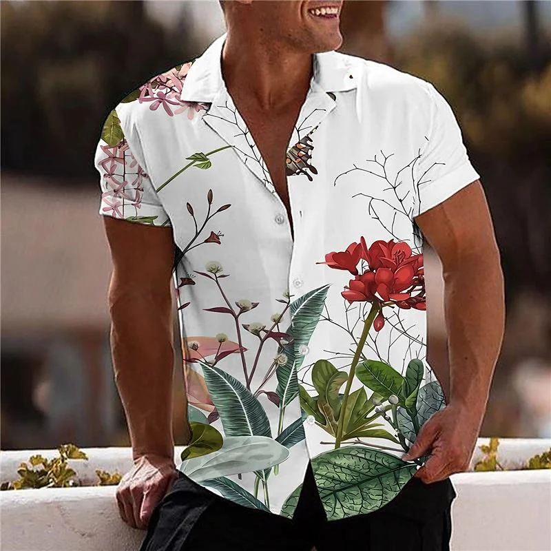 Top Trends: Men Hawaiian Casual Vacation Social Leaf Pattern Fashion Camisa Y2k Short Sleeve Floral Shirt Formal And Elegant Male Clothes Shoppable Styles