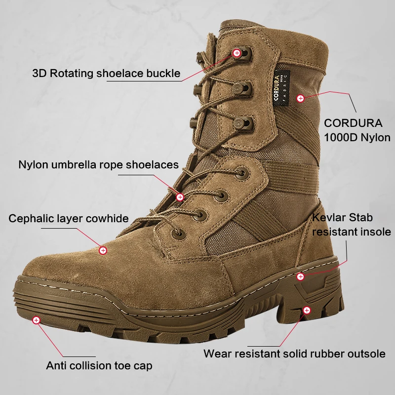 Top Trends: Hiking Shoes Waterproof Trekking Men Military Tactical Combat Boots Layer Split-grain Gear Boots Botines Hombre Sneakers Male Shoppable Styles - Image 3