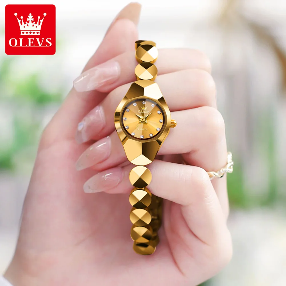 Top Trends: OLEVS Original Quartz Watch For Women Luxury Rhombus Mirror Diamond Tungsten Steel Waterproof Elegant Women's Wristwatches Reloj Shoppable Styles