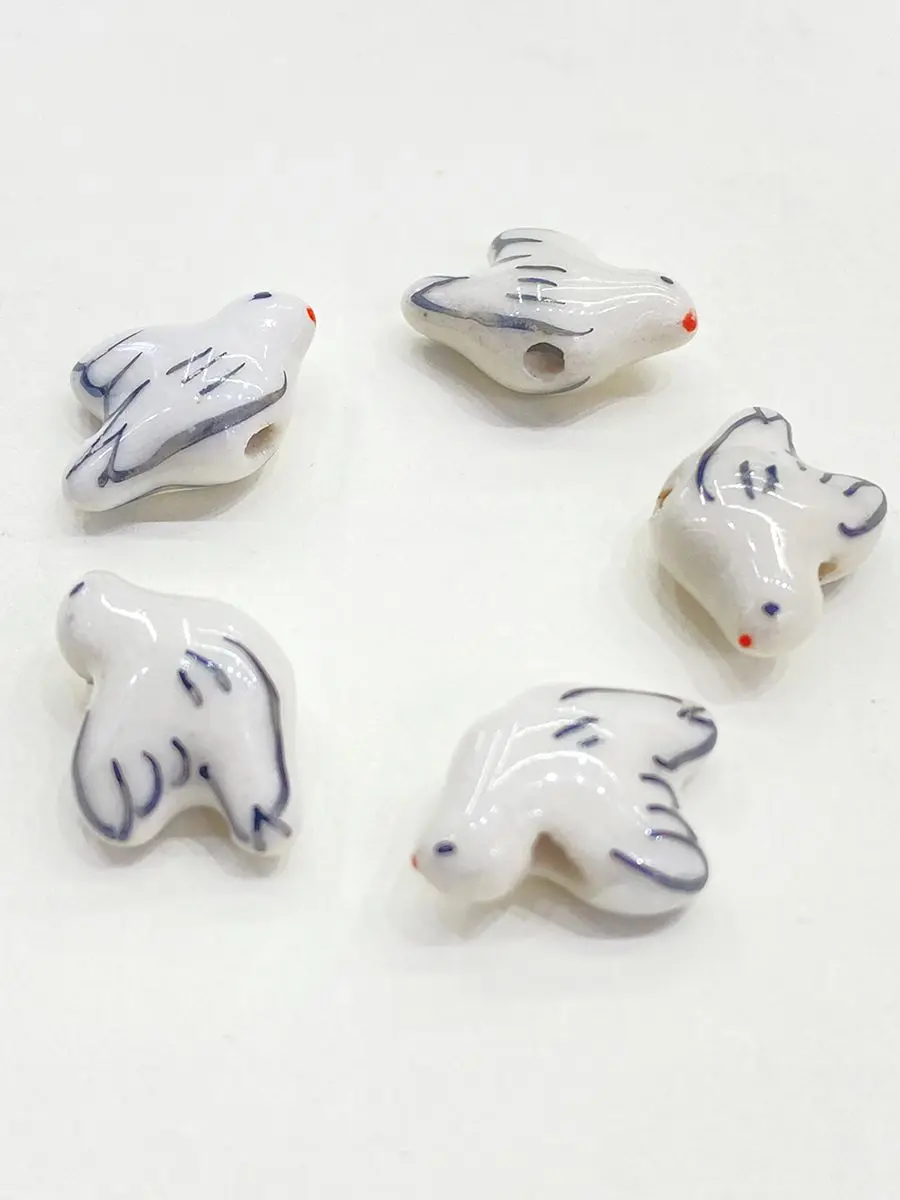 Top Trends: 5PCS 19MM Pigeon Dove Ceramic Loose Beads DIY Jewelry Making Accessory Shoppable Styles