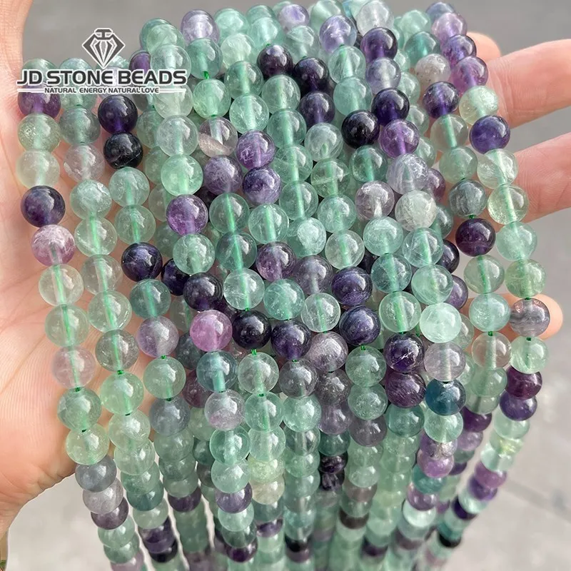 Top Trends: 3A Natural Stone Multicolor Fluorite Beads Round Loose Beads 15" Strand 4 6 8 10MM Pick Size For Jewelry Making Bracelet Diy Shoppable Styles