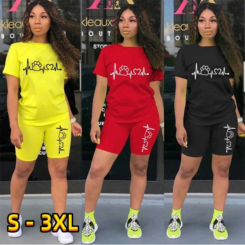 Top Trends: Women Tracksuit Summer T Shirts And Shorts Suit Top Tees 2 Pieces Set Joggers Sport Outfit For Woman Matching Sets Shoppable Styles