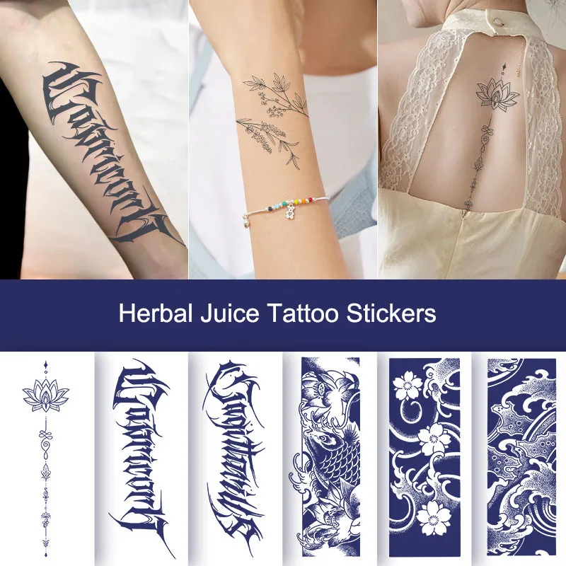 Top Trends: Big Size Arm Tattoo Stickers Waterproof Male Lasting Juice Arm Flower Arm Grass And Wood Semi-Permanent Fake Tattoo Men Women Shoppable Styles